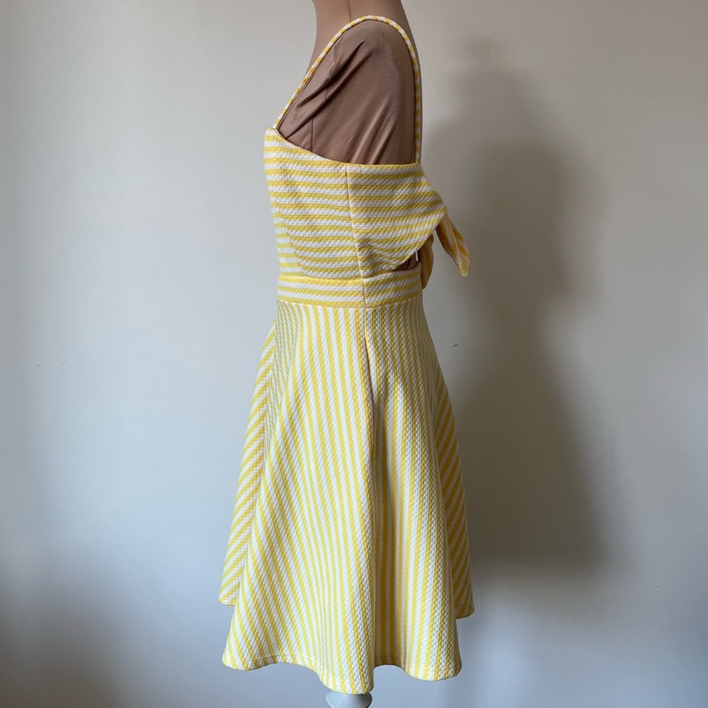 Anthropologie Hutch Molly Striped Yellow White Bow Spaghetti Strap Dress EUC XS - Picture 4 of 12